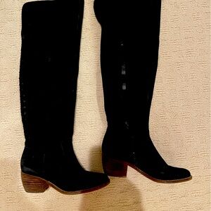 Lucky Brand over the knee black suede boots
